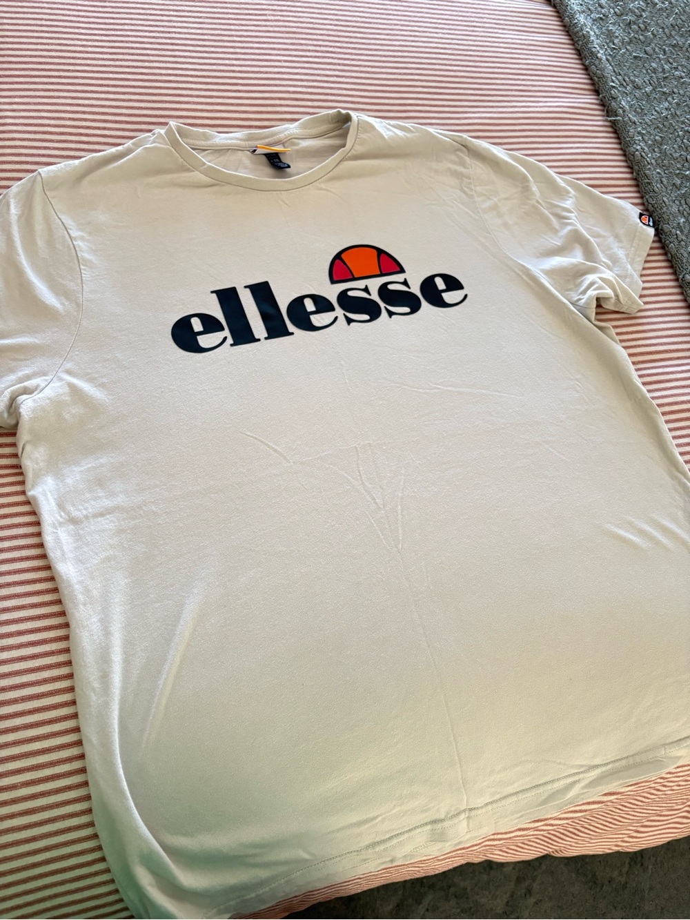 ellesse Cream T-Shirt with Navy and Orange Logo